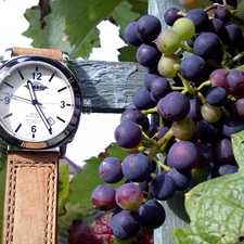 Wooden, Grapes, Watch, hand-rail