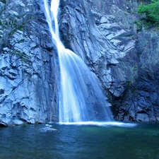 water, waterfall, Blue