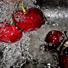 cherries, water