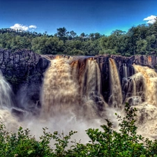 water, waterfall, forest