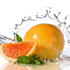 water, orange, mint