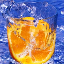 particle, cup, water, orange