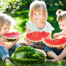 Kids, watermelon