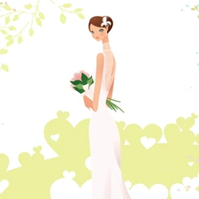 lady, bouquet, wedded, young