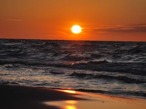 west, sea, summer, hawk mountain, sun, The Baltic