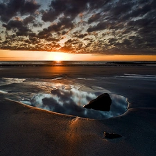 west, sun, Mirror, Beaches, reflection