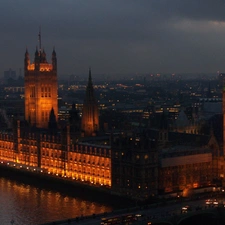 Westminster, London, night, palace, Big Ben