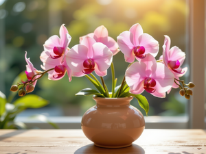 orchids, Flowers, Vase, Window, orchid, Pink