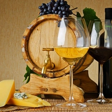 Wine, cheese, Bottles, Lights, barrel