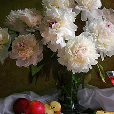 Pink, apples, Wine, Peonies