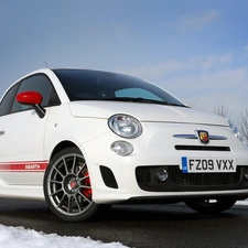 White, snow, winter, Abarth 500