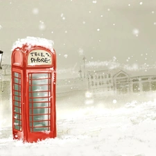 English, phone, winter, booth