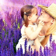 sun, lavender, Women, Hat, girl, rays