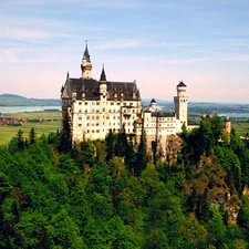 woods, Castle, Rocks