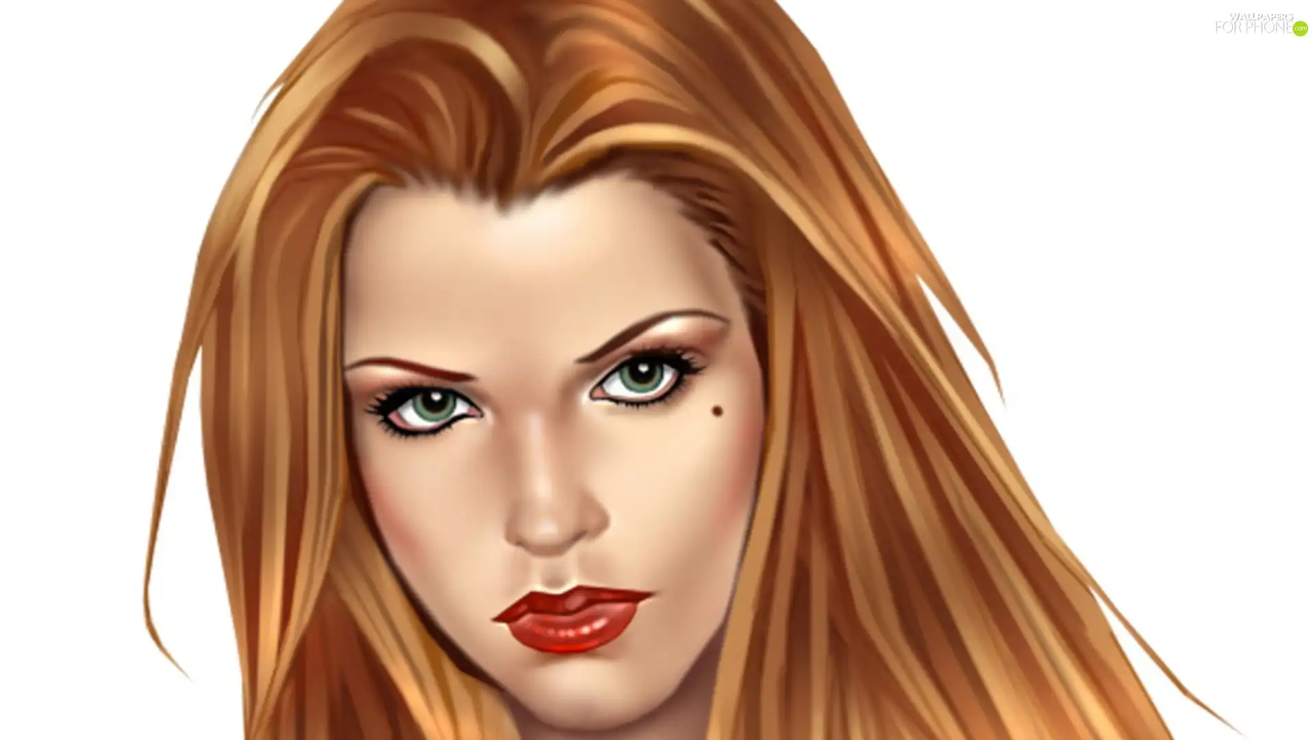 girl, Eyes, 2D, green ones