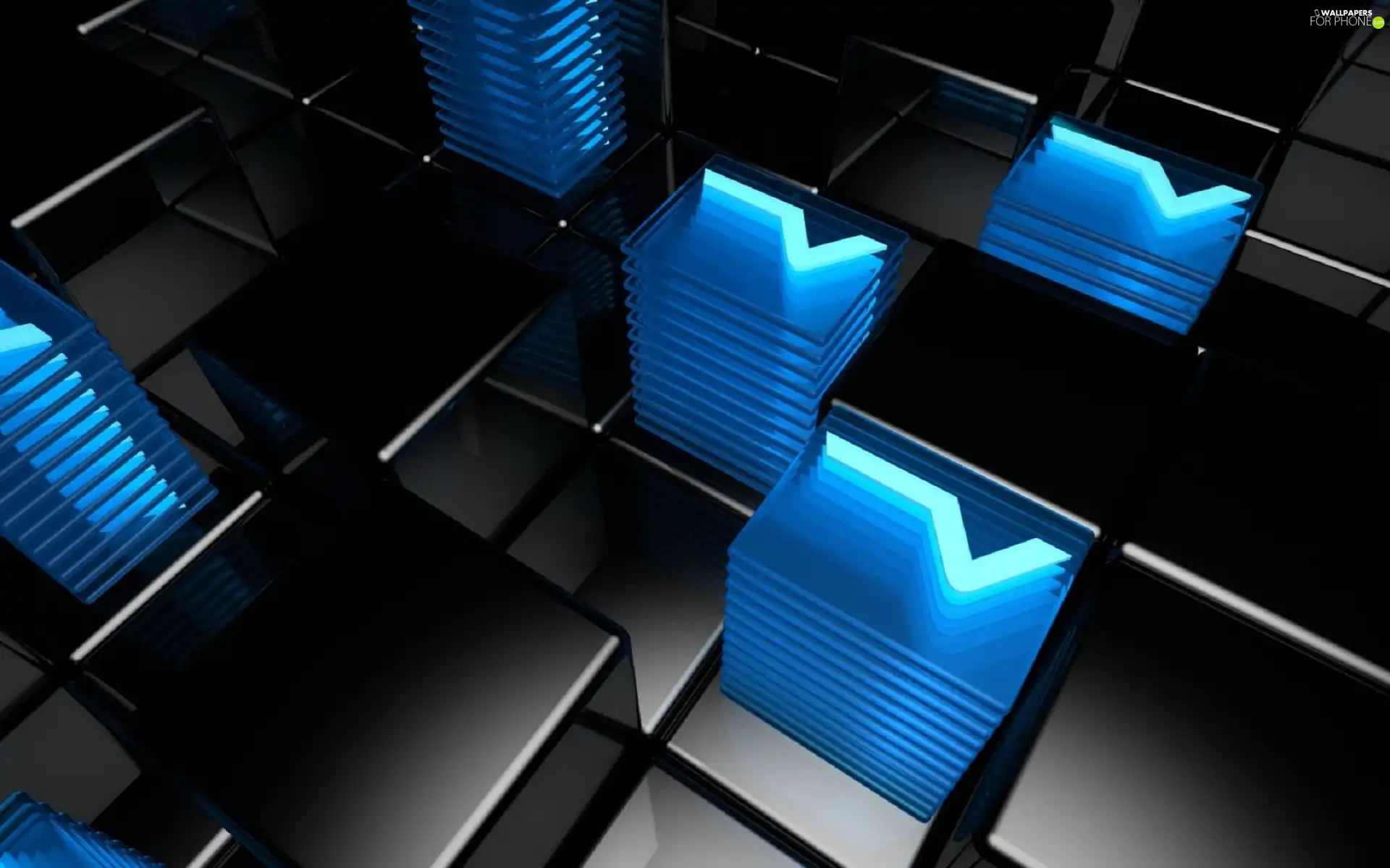 3D, black, Blue