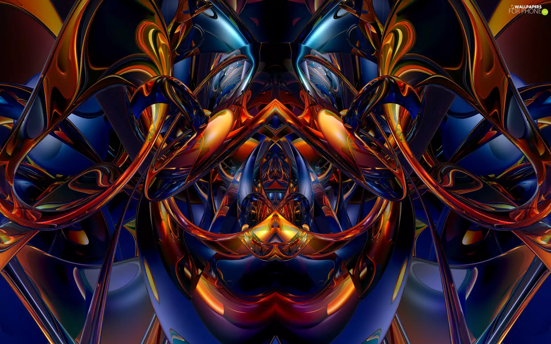 abstraction, 3D Graphics, Blue-Gold