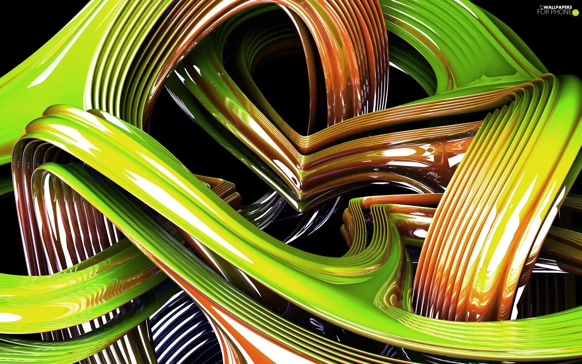 green, Belts, 3D, Orange