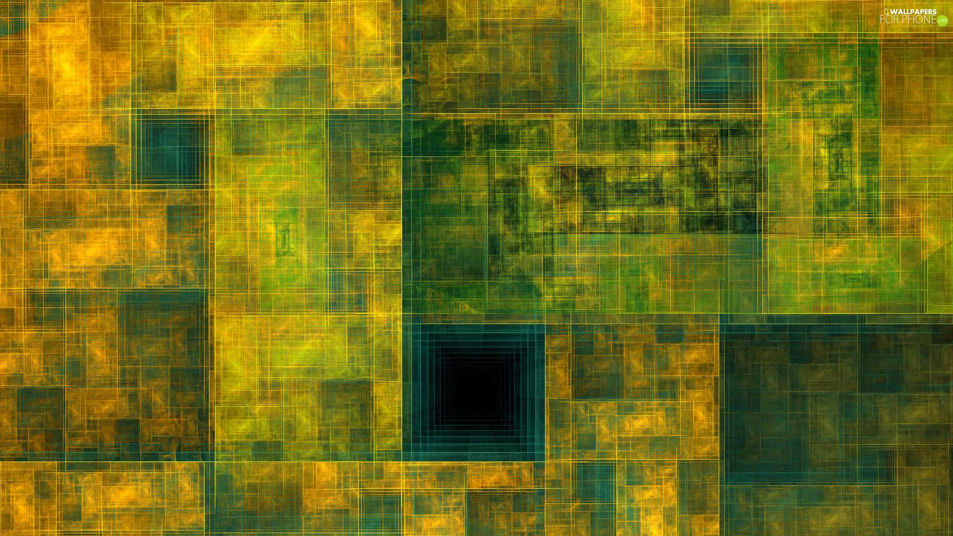 square, green-yellow, abstraction