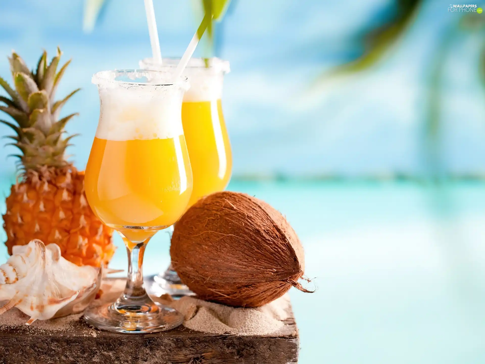 ananas, shell, drinks, Coconut, Two cars