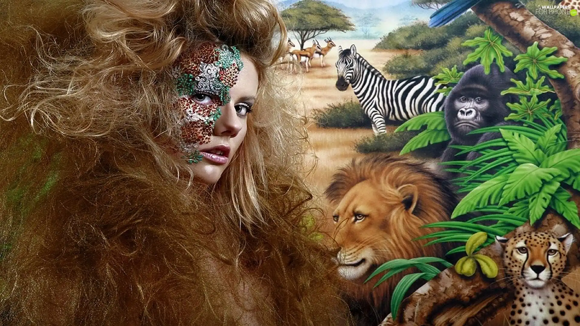 Women, viewes, animals, trees