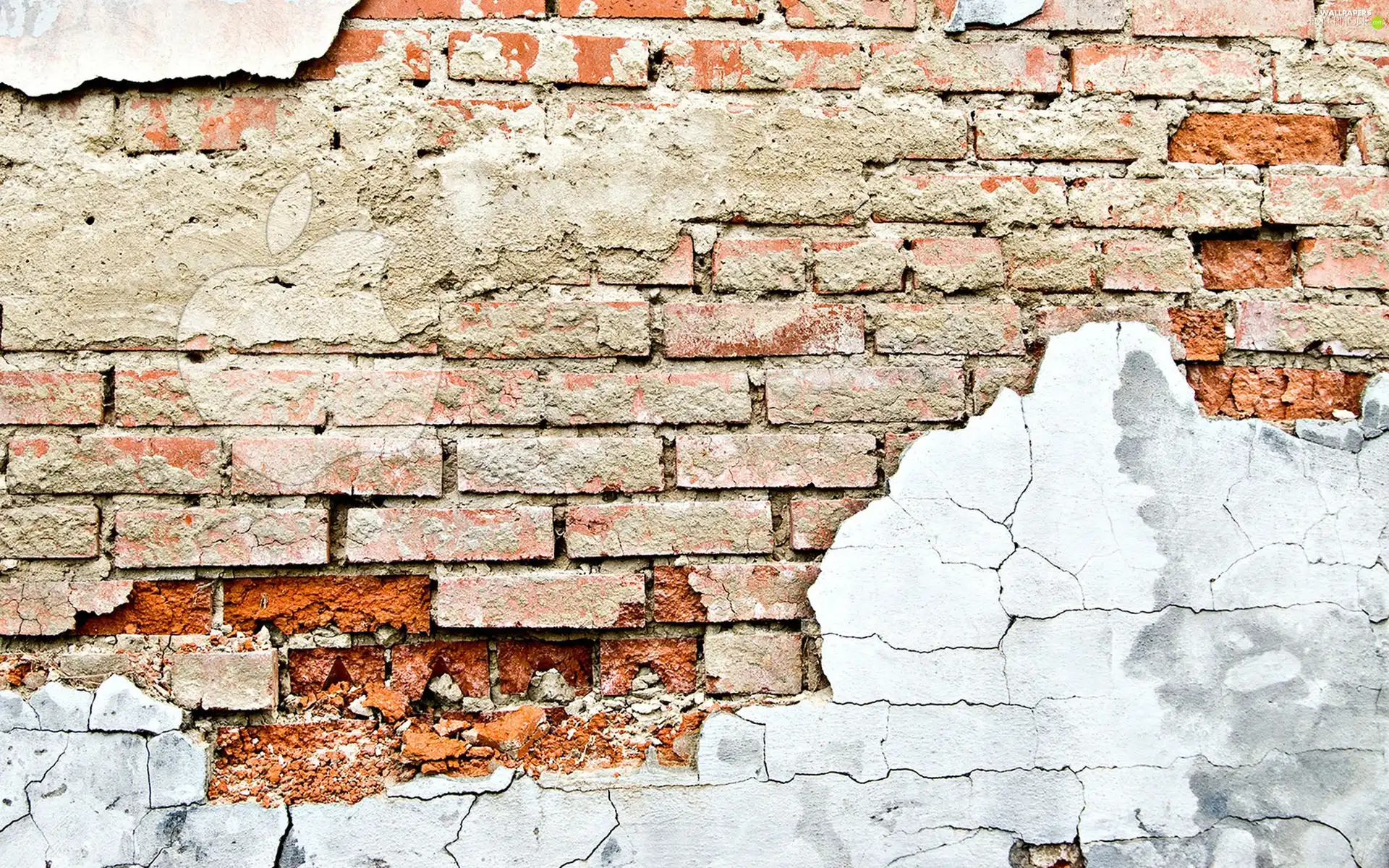 wall, logo, Apple, brick