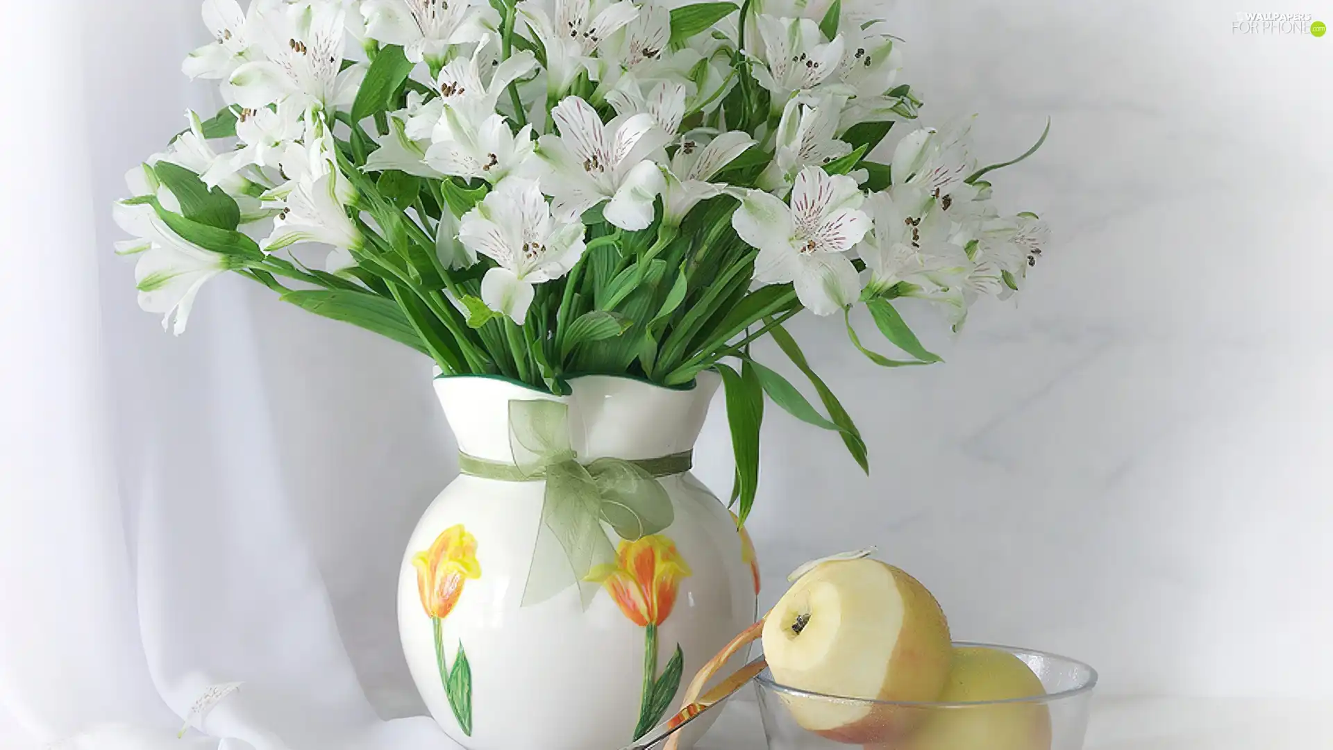 apples, White, Flowers