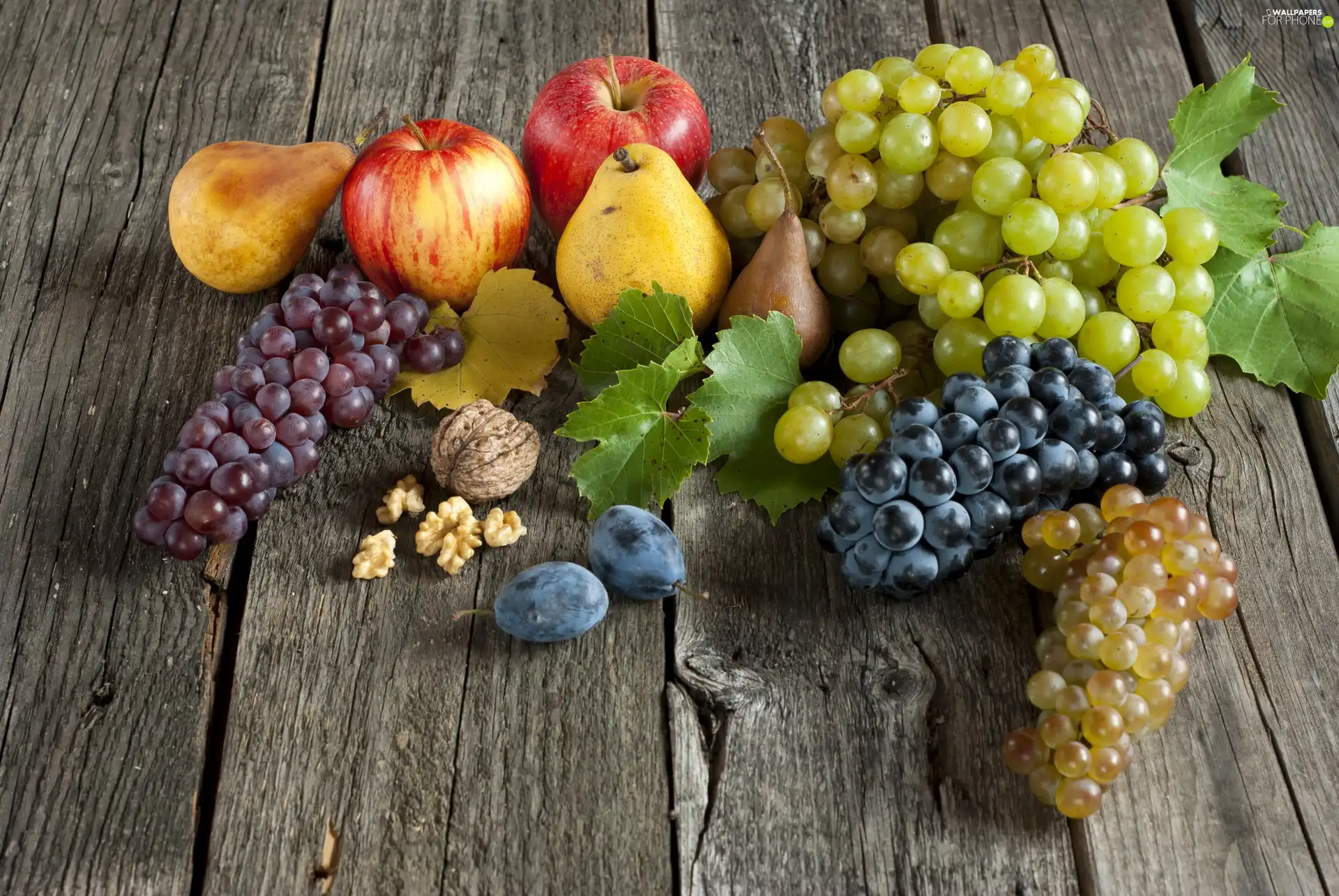 nuts, plums, truck concrete mixer, apples, Grapes