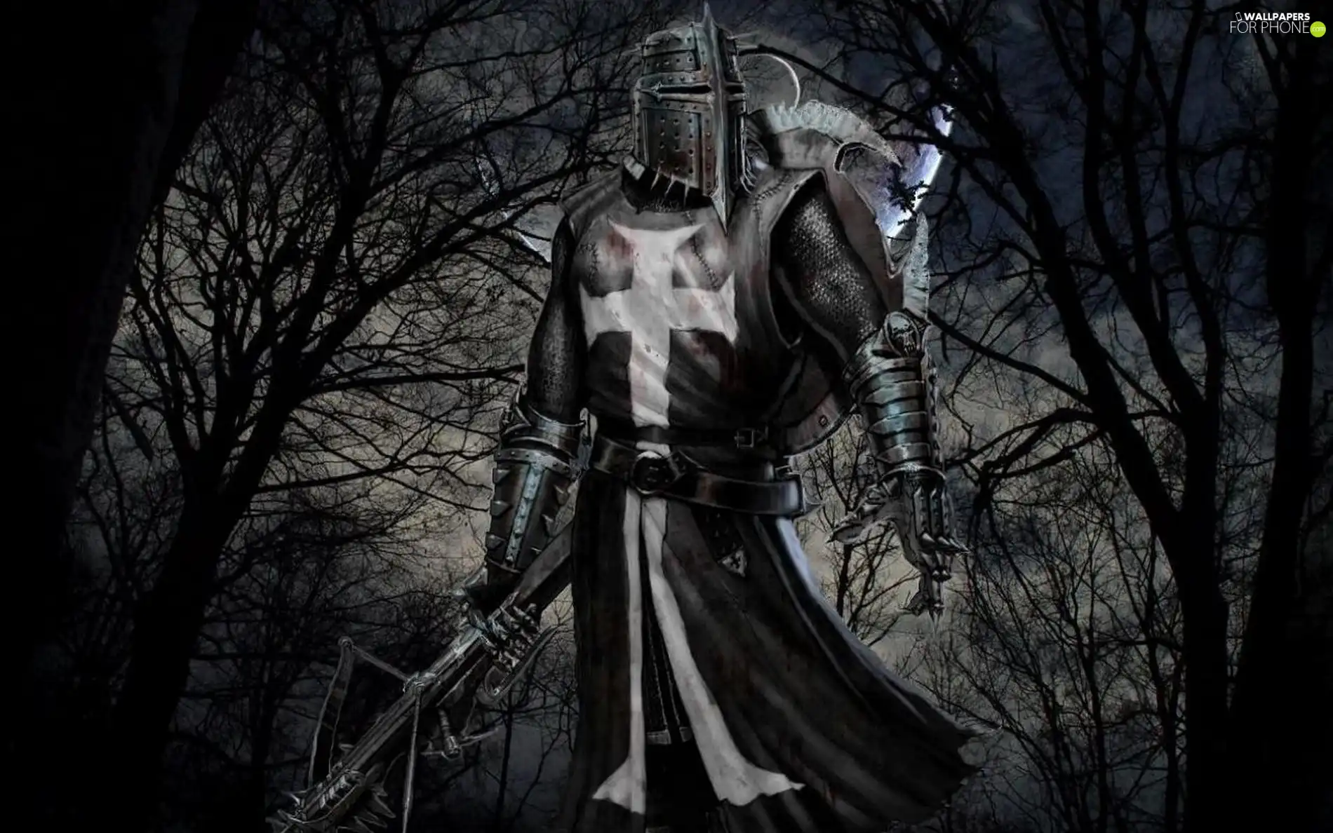 dark, helmet, arbalest, Knight