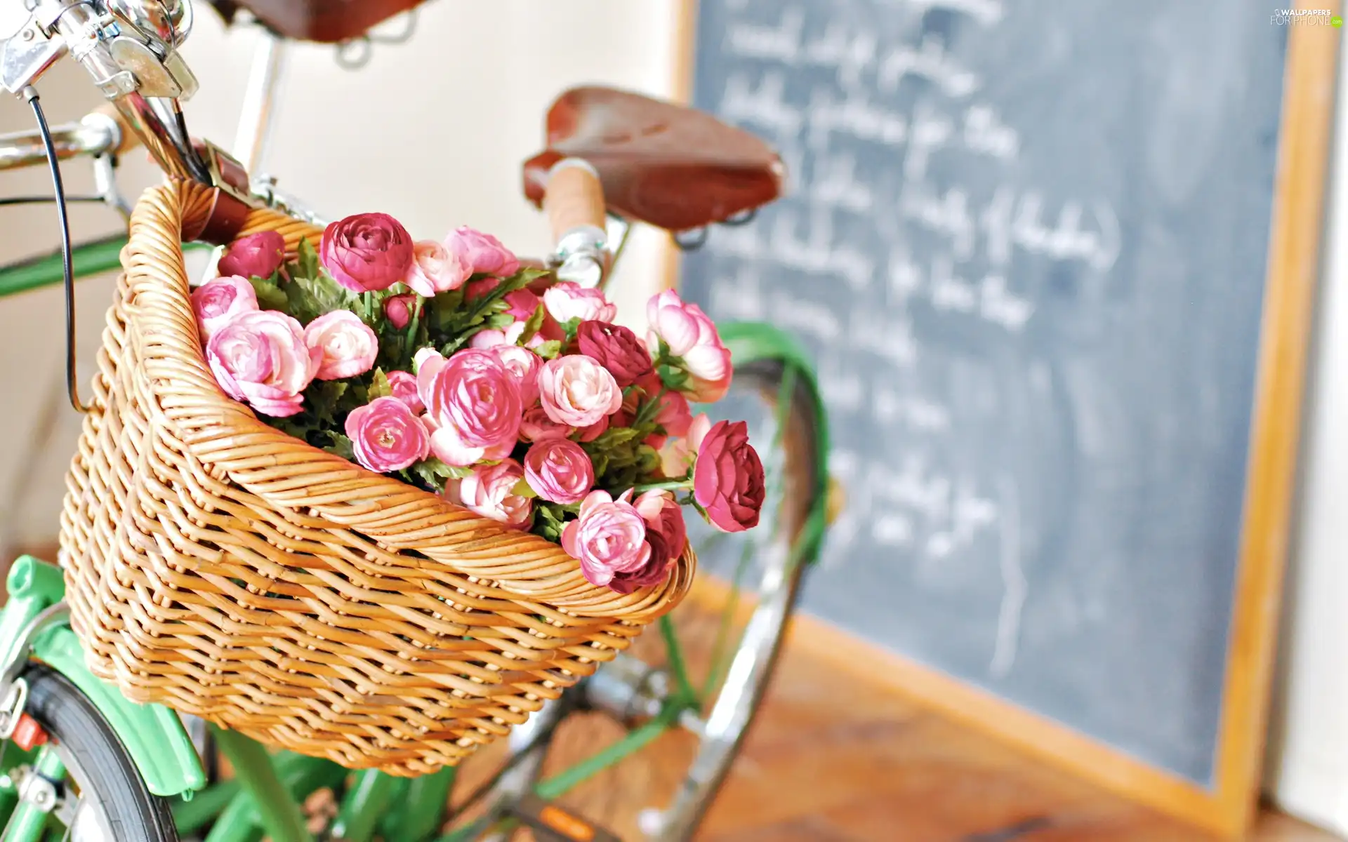 wicker, Bike, asiatic, buttercup, Ranunkulus, basket