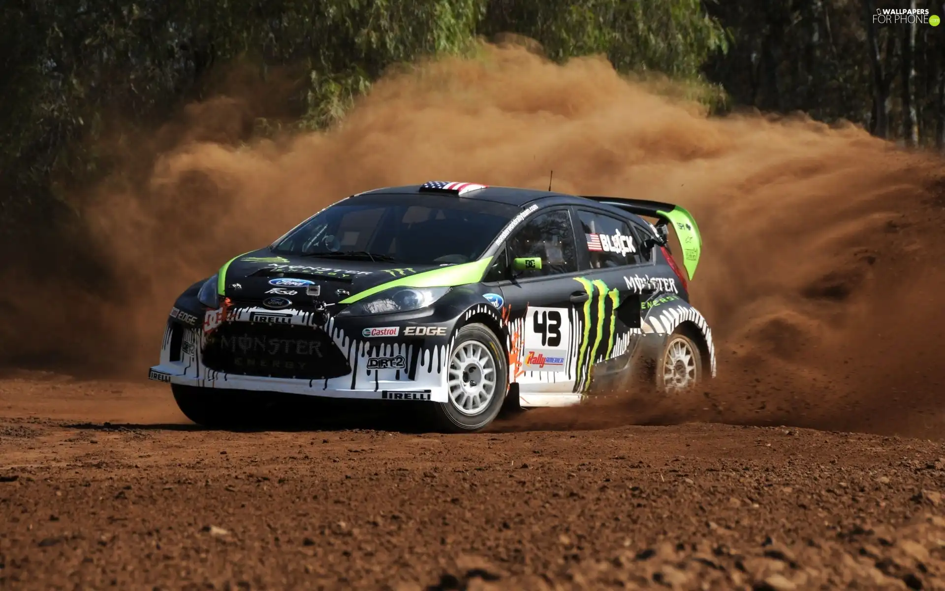 Rally automobile, Ford Fiesta WRC, dust, gravel, Way