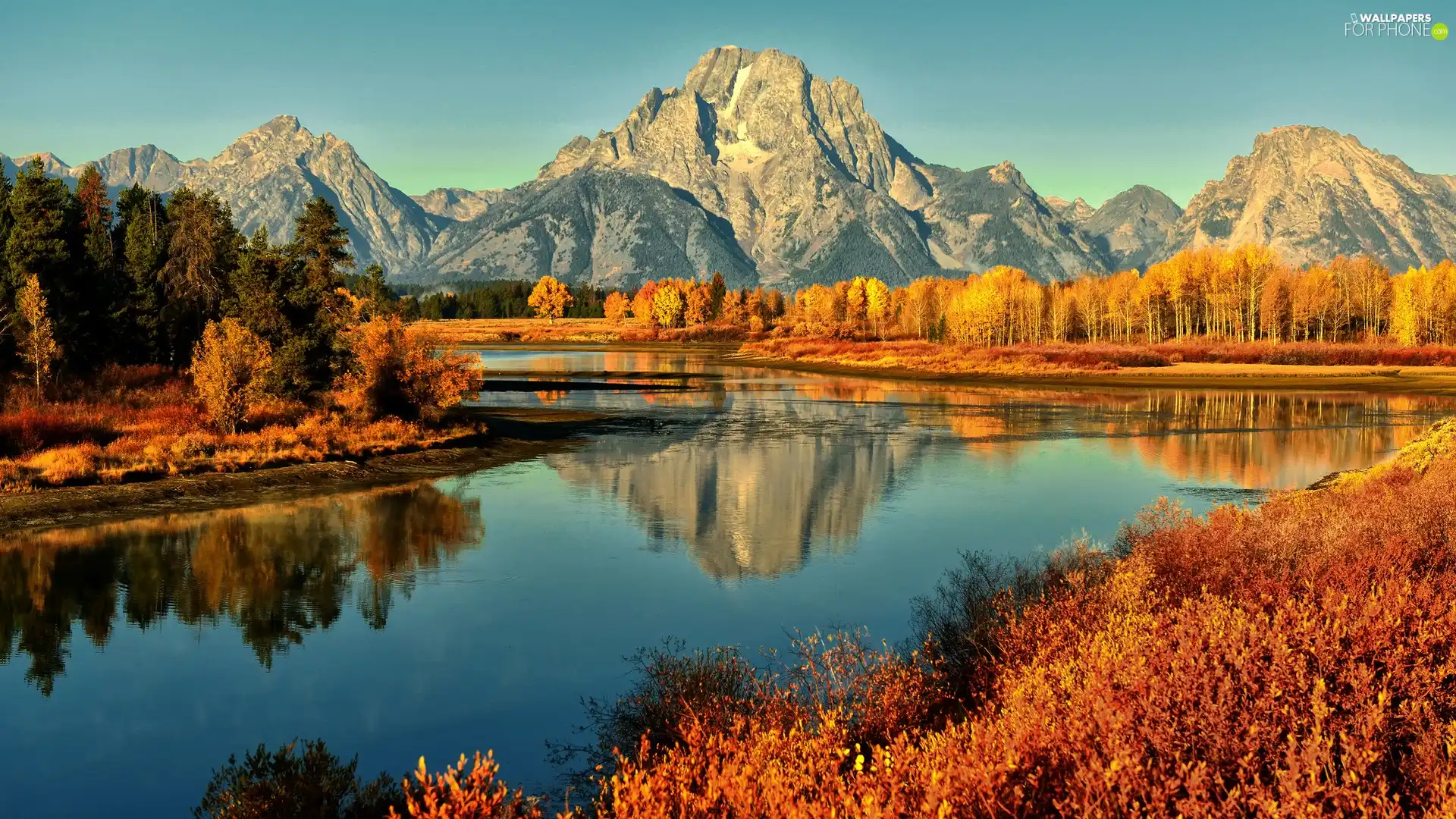 River, Mountains, autumn, forest