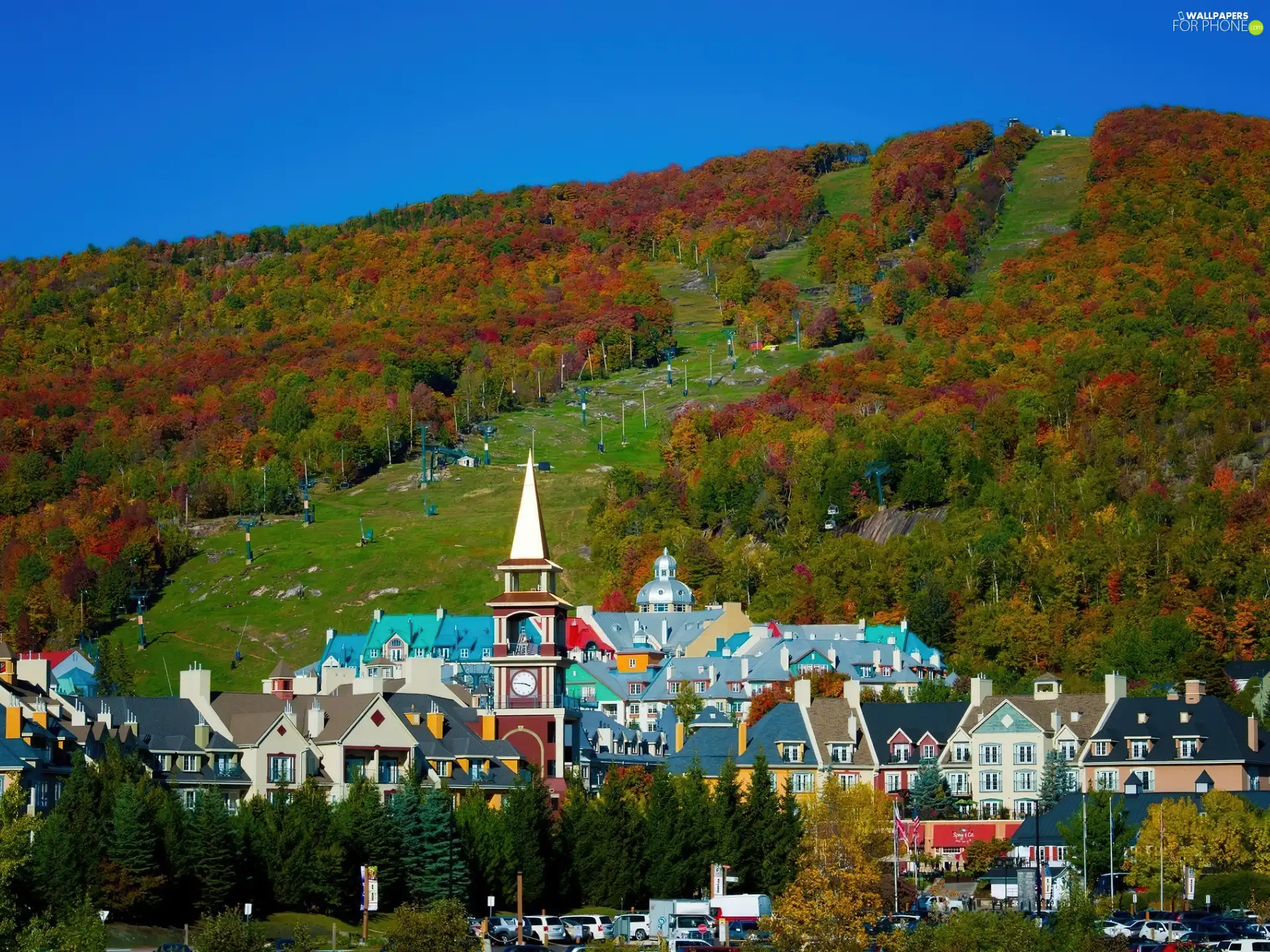 autumn, Town, Upland