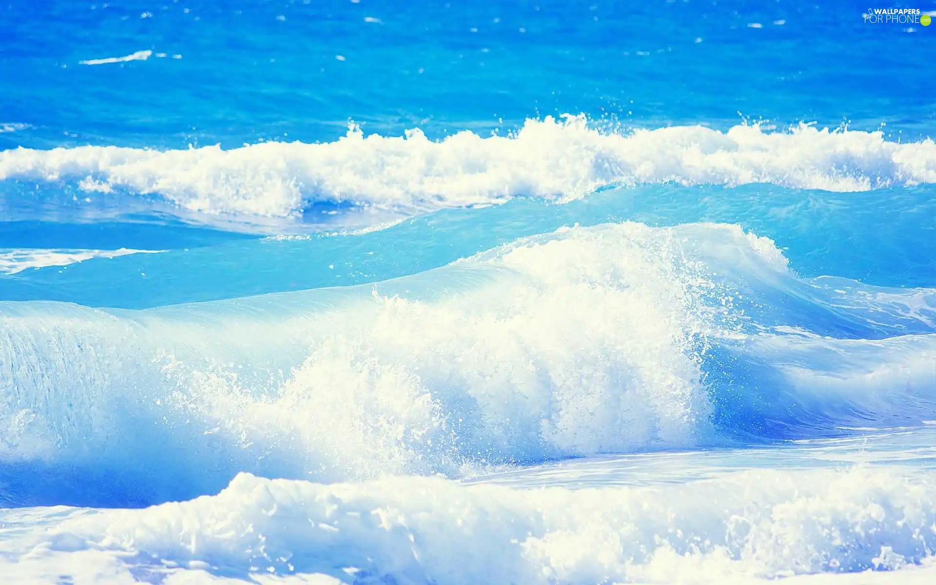 azure, sea, Waves