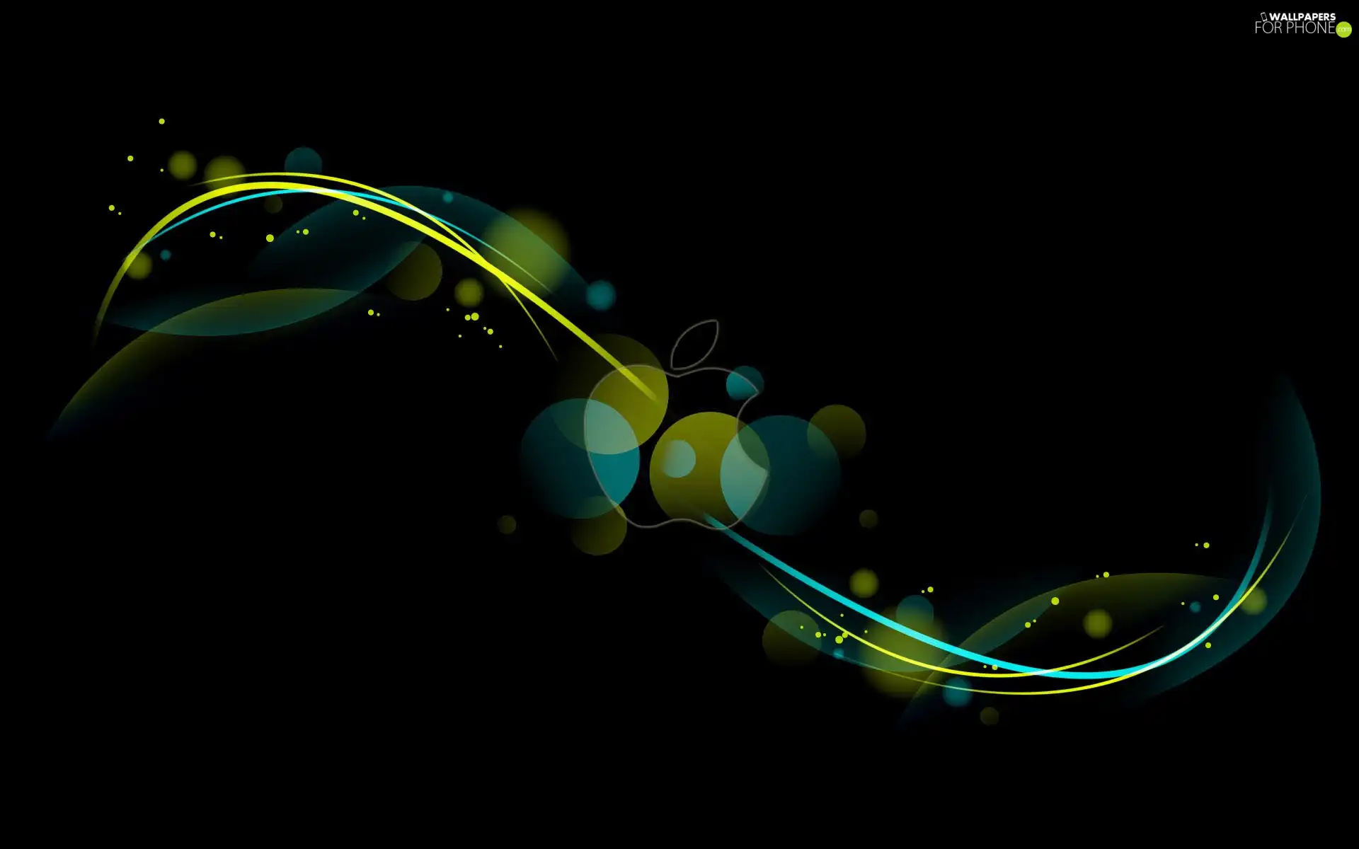 Apple, Black, background, Abstract