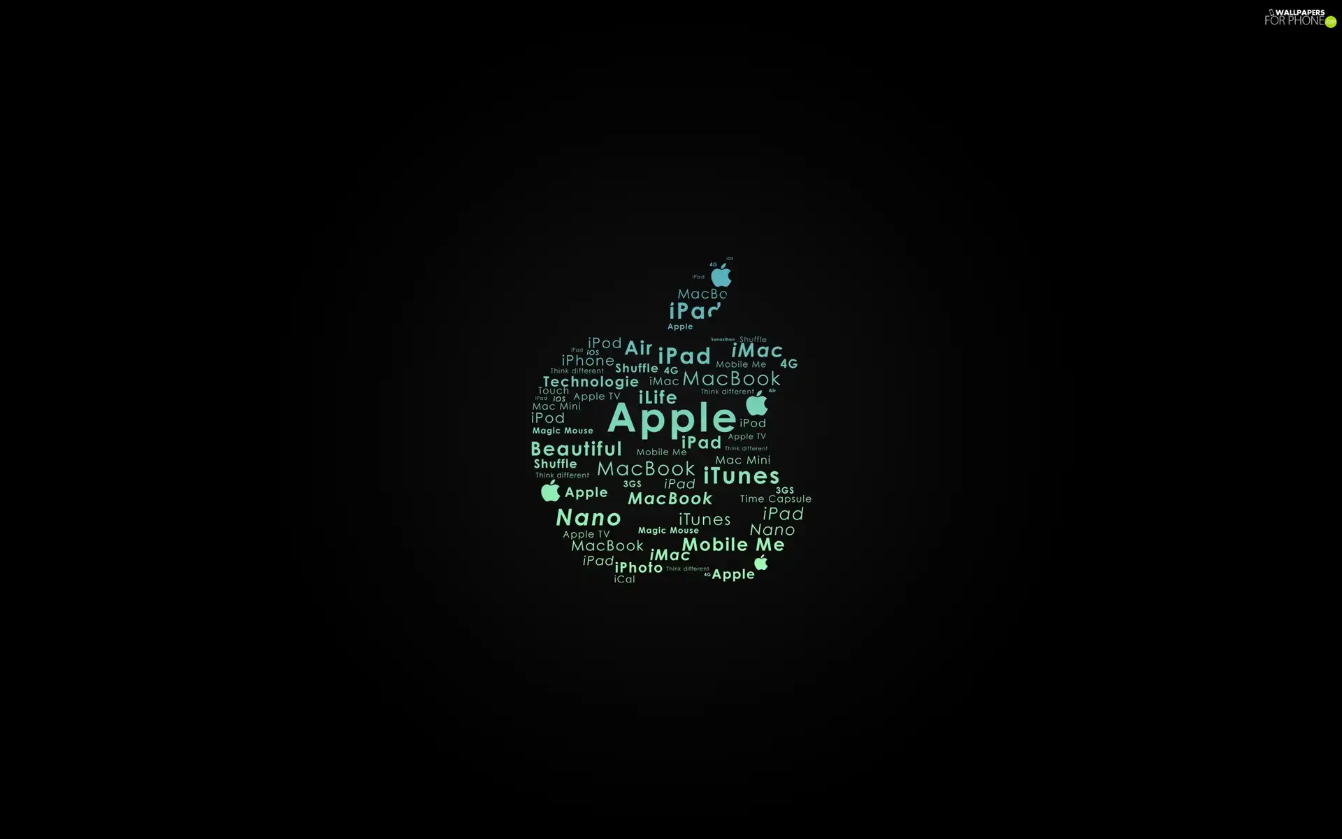 Apple, Black, background, subtitles