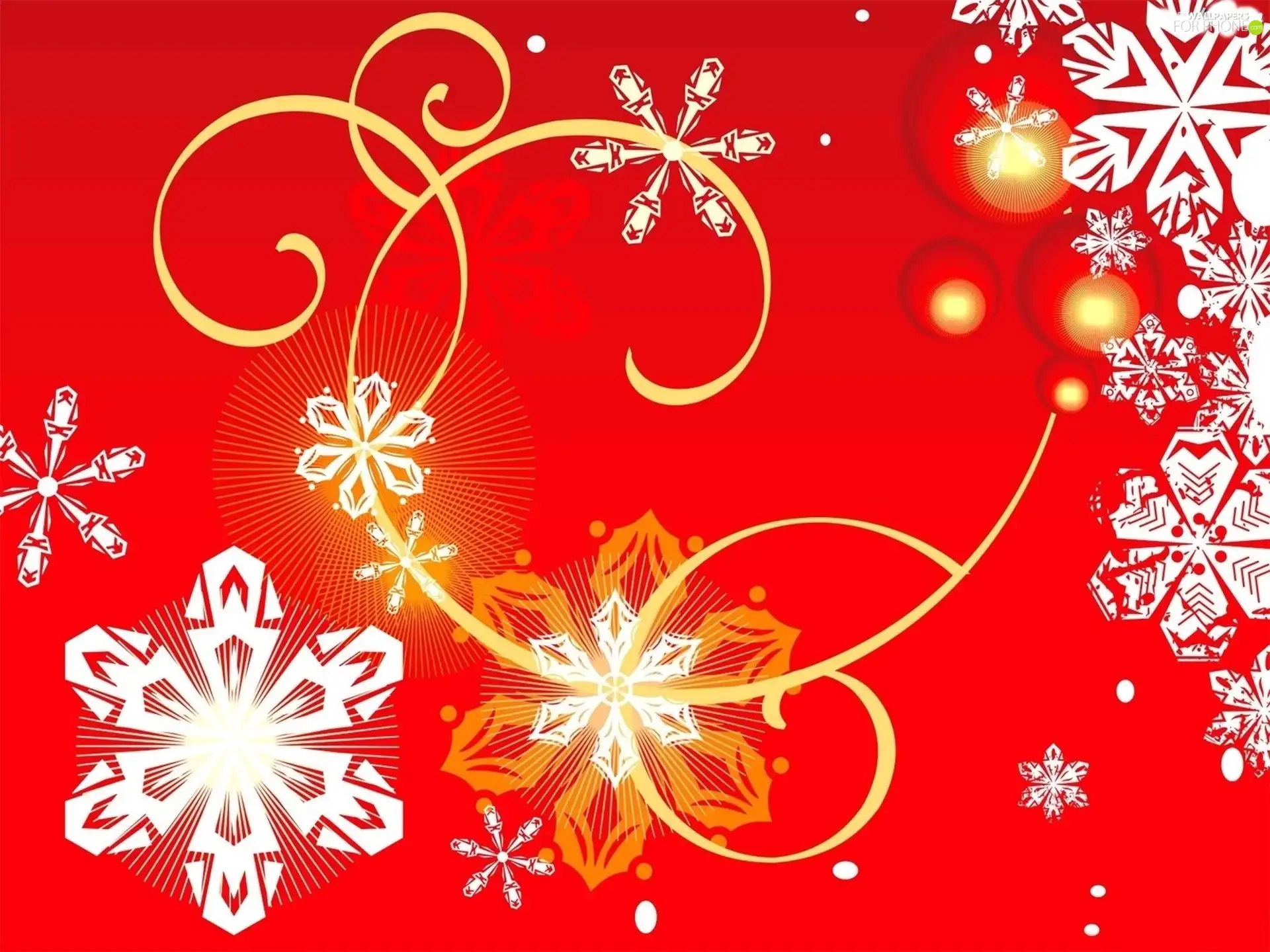 flakes, Red, background, Snow