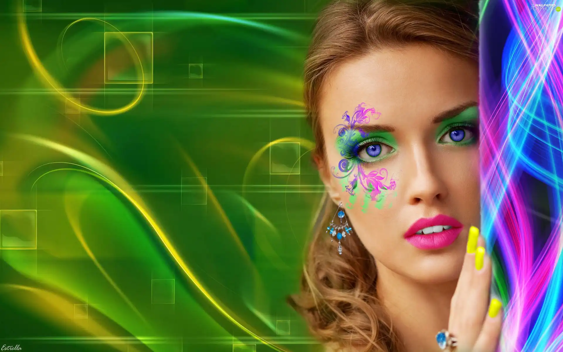 Women, color, background, make-up