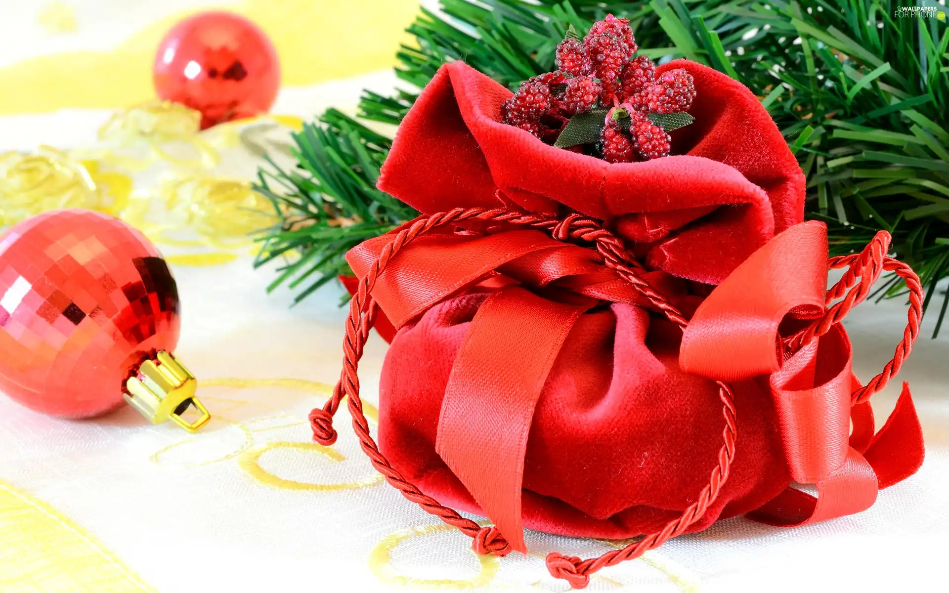 composition, baubles, bag, twig