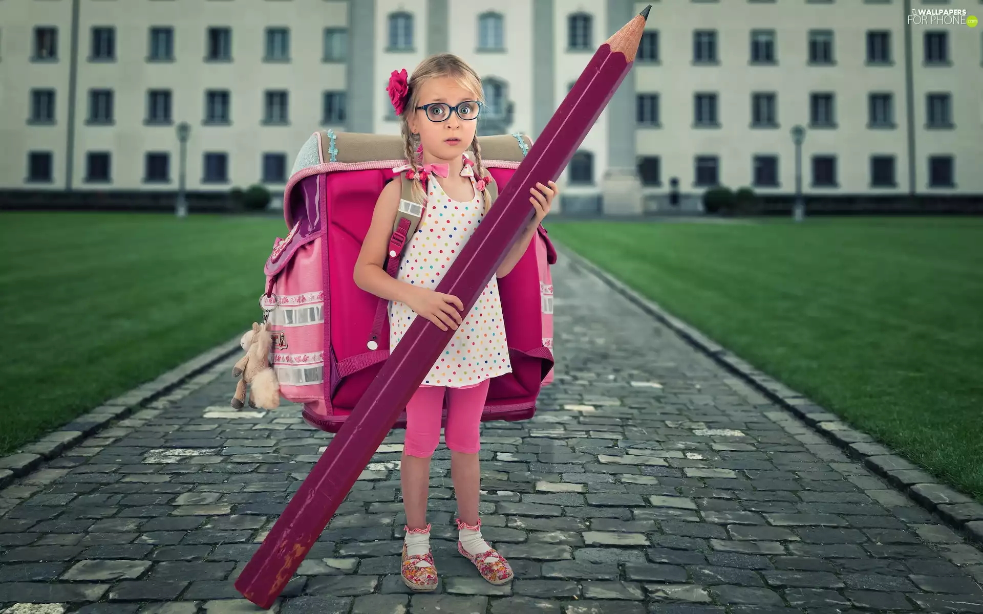 School, Funny, School Bag, pencil, girl