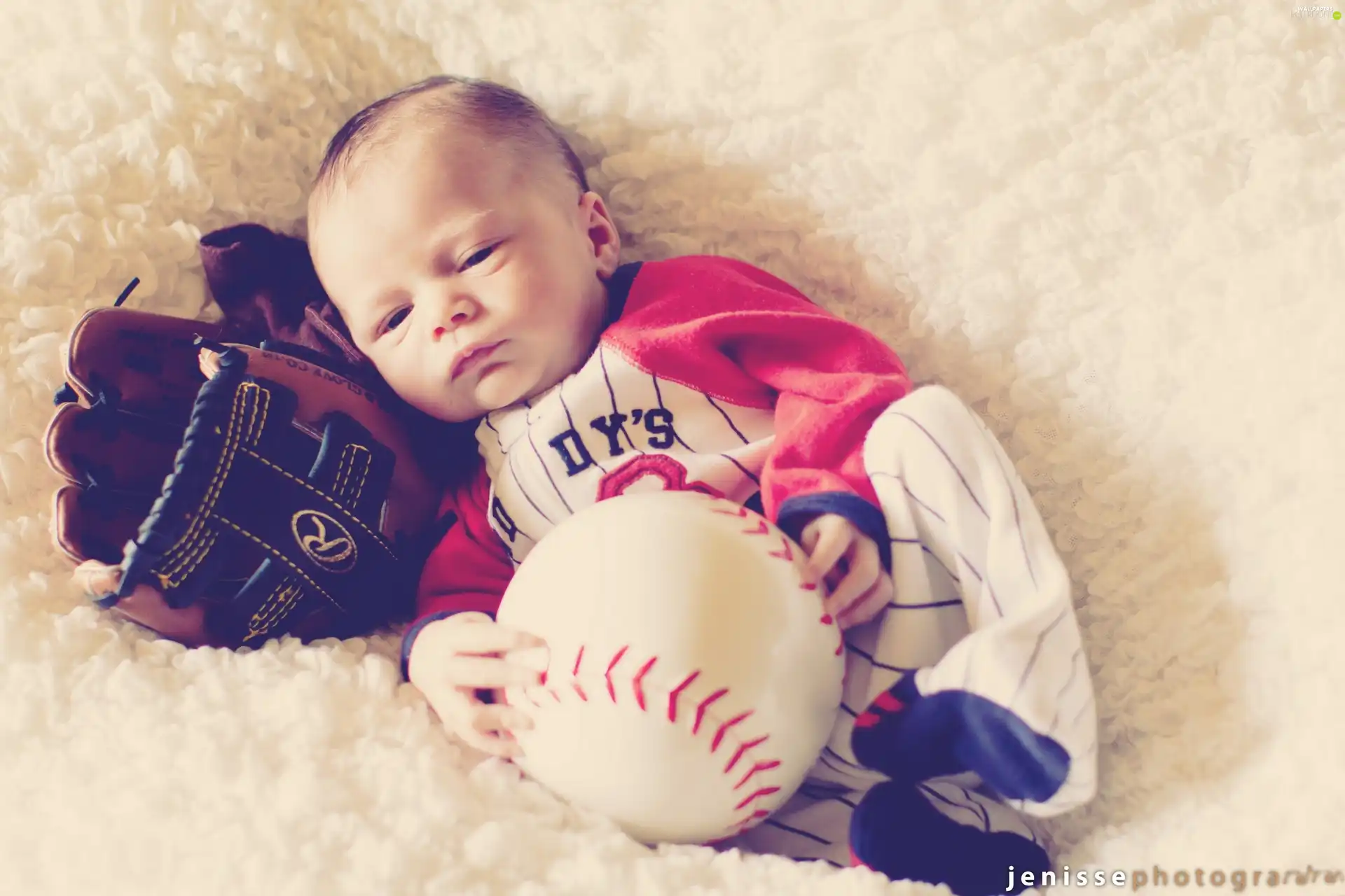 small, glove, Ball, boy