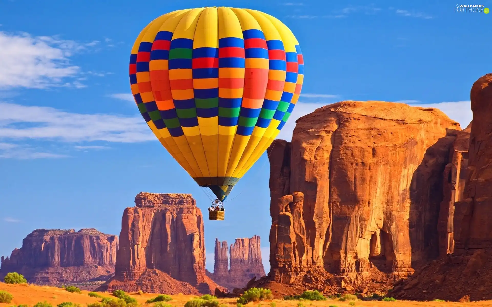 Balloon, canyon, Sky