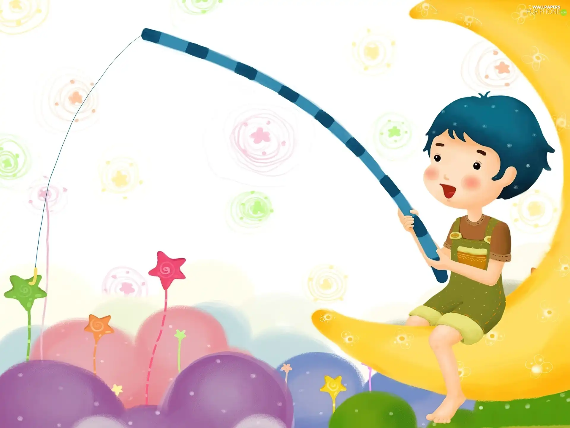 Kid, hunt, Balloons, moon