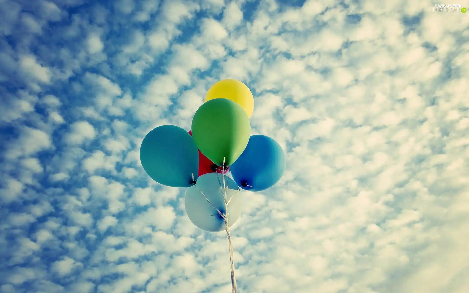 Balloons, clouds, Sky