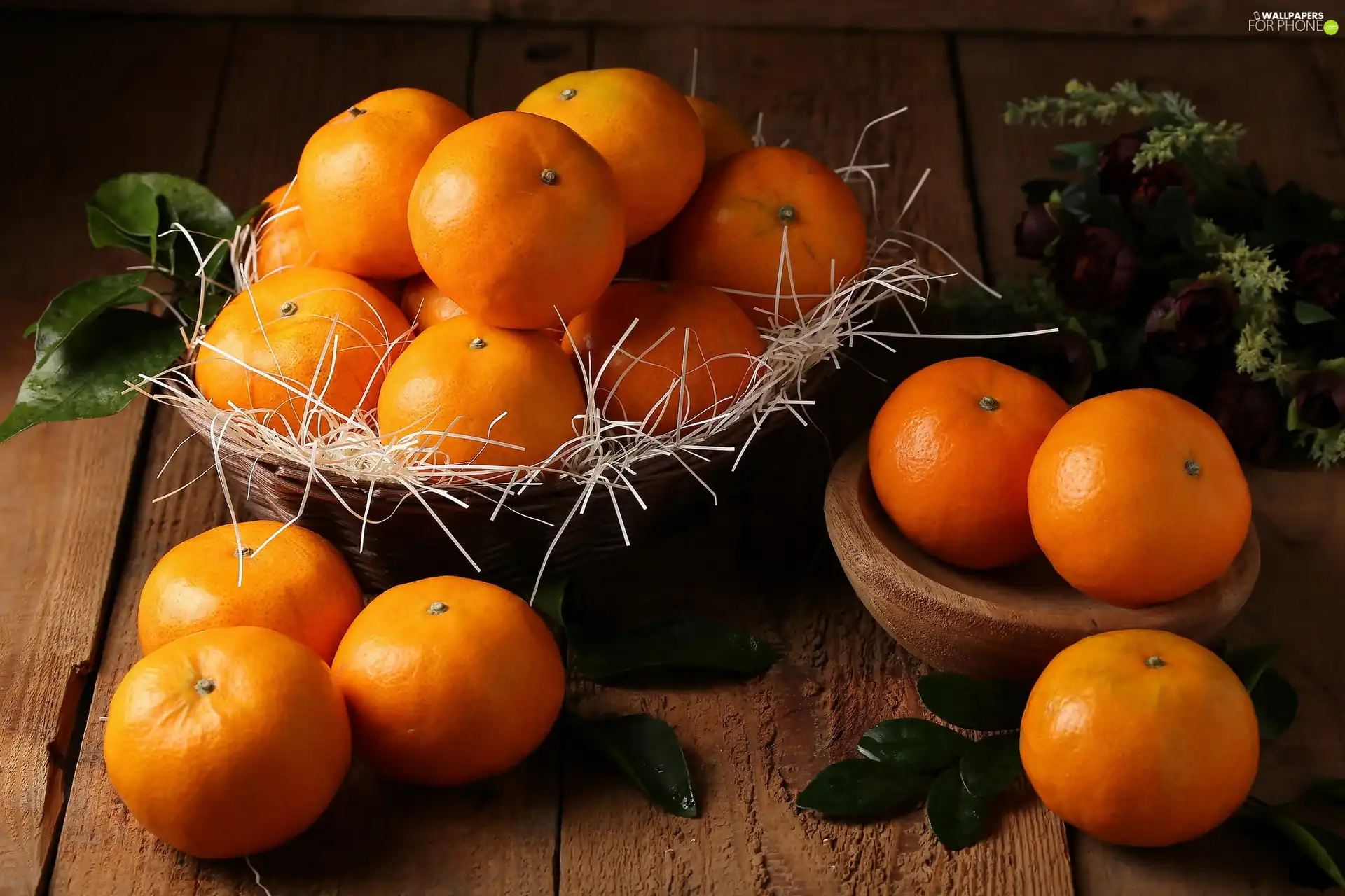 basket, mandarin, bowl