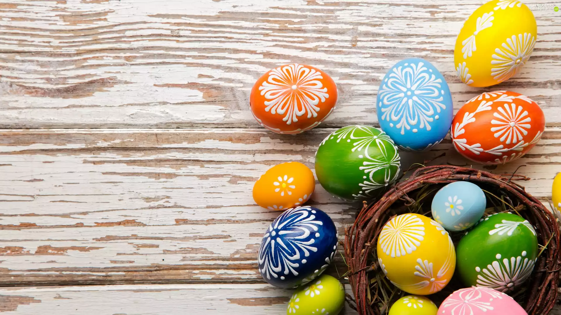 boarding, basket, color, eggs, Easter