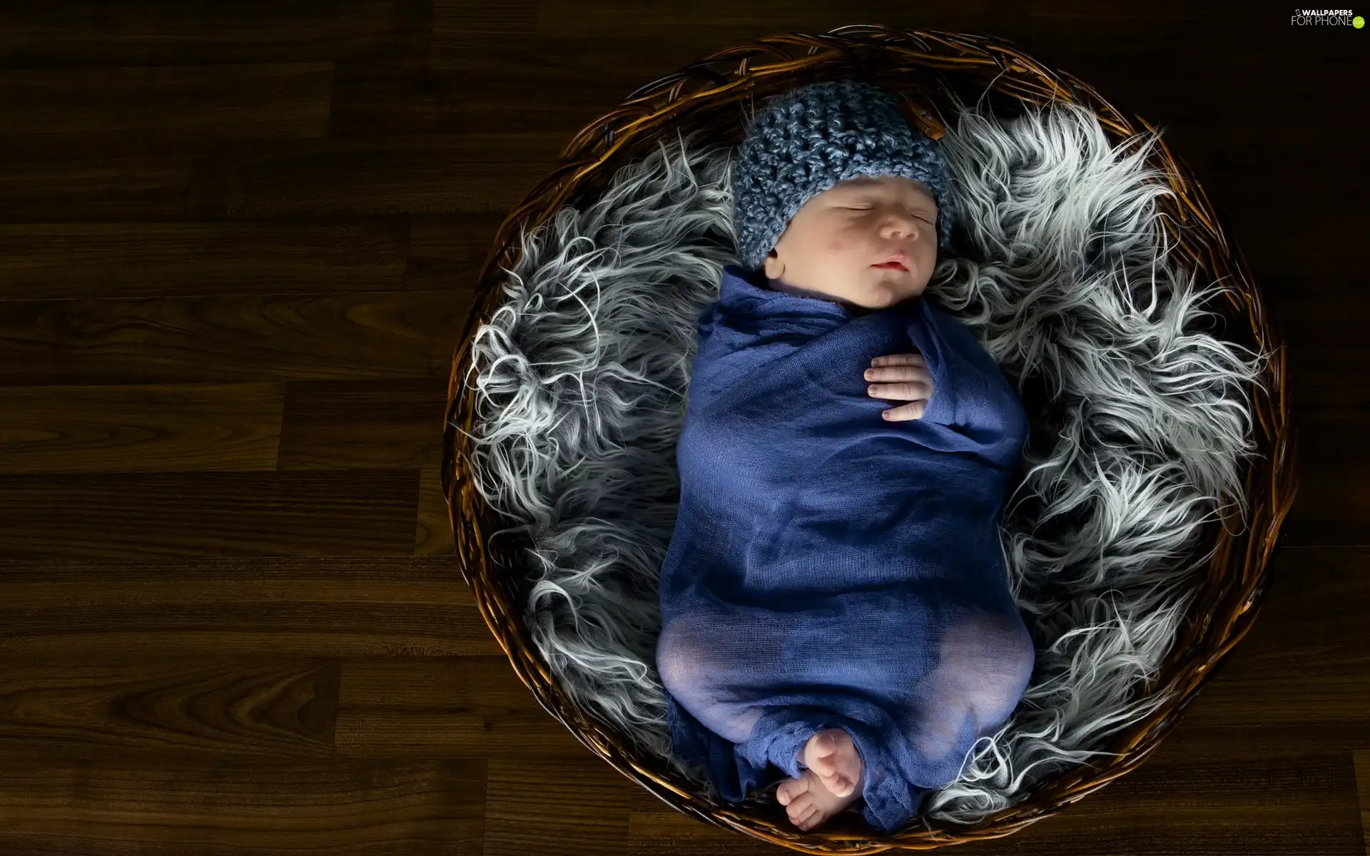 Sleeping, shawl, basket, Baby