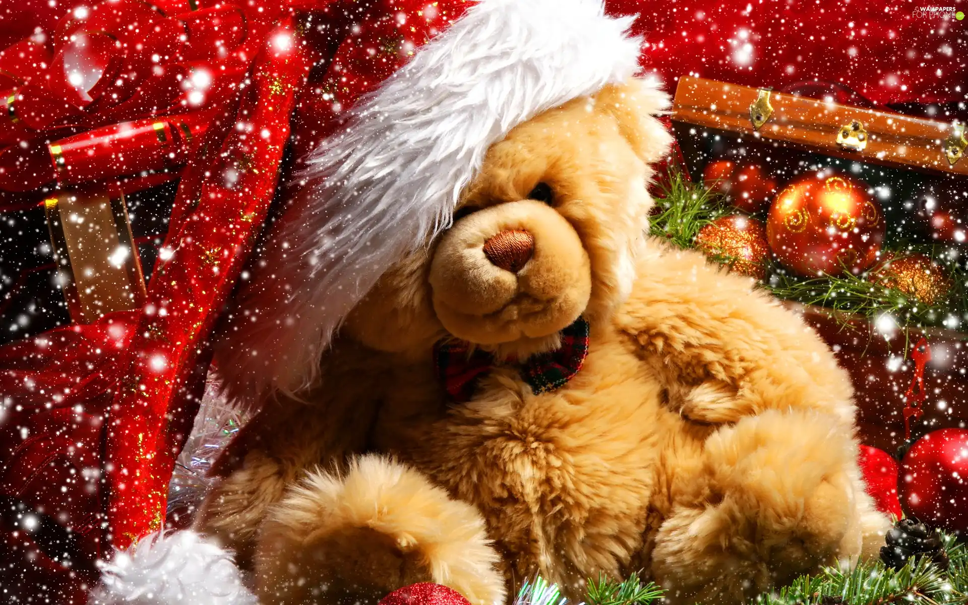 teddy bear, Nicholas, baubles, Hat