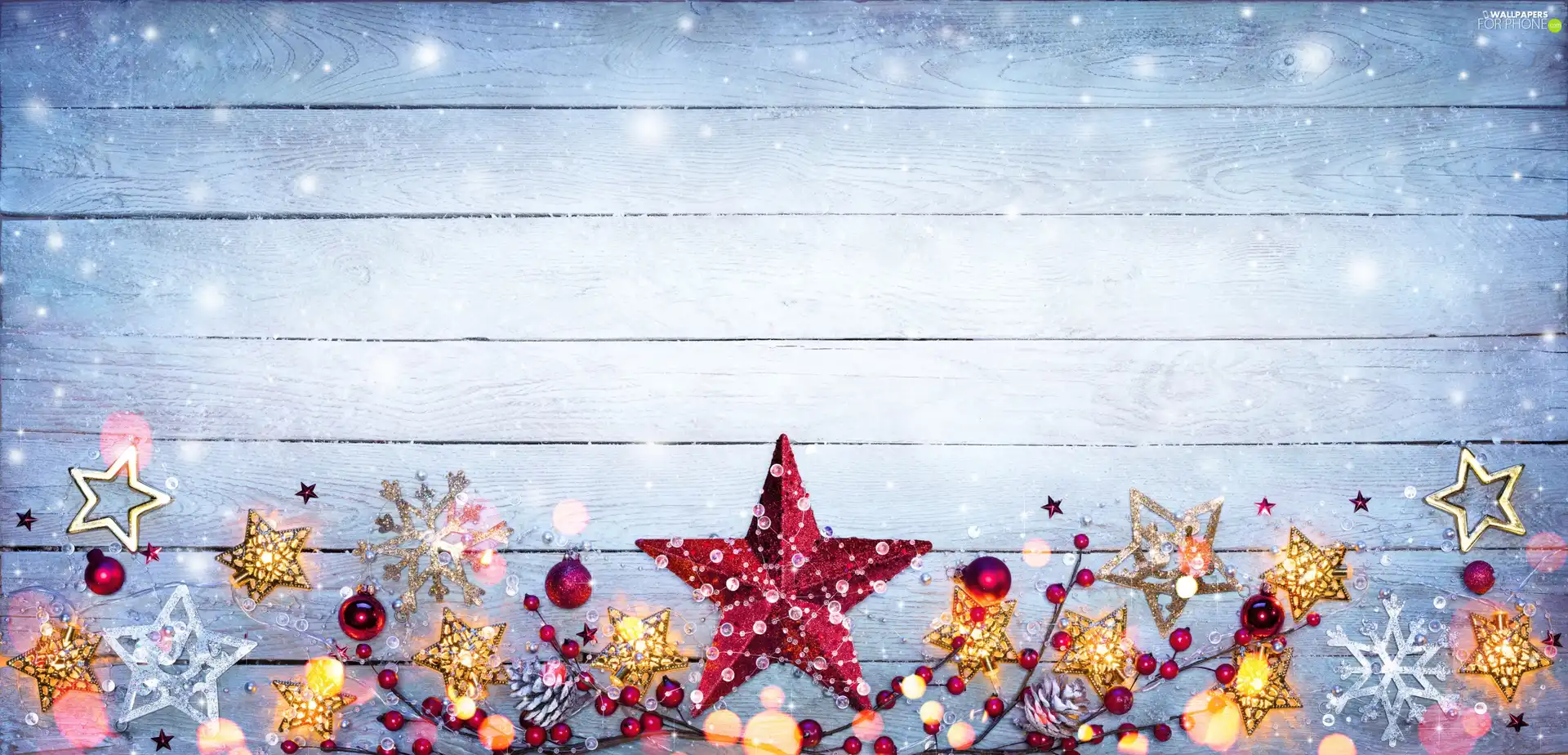 baubles, Stars, Christmas, lights, composition
