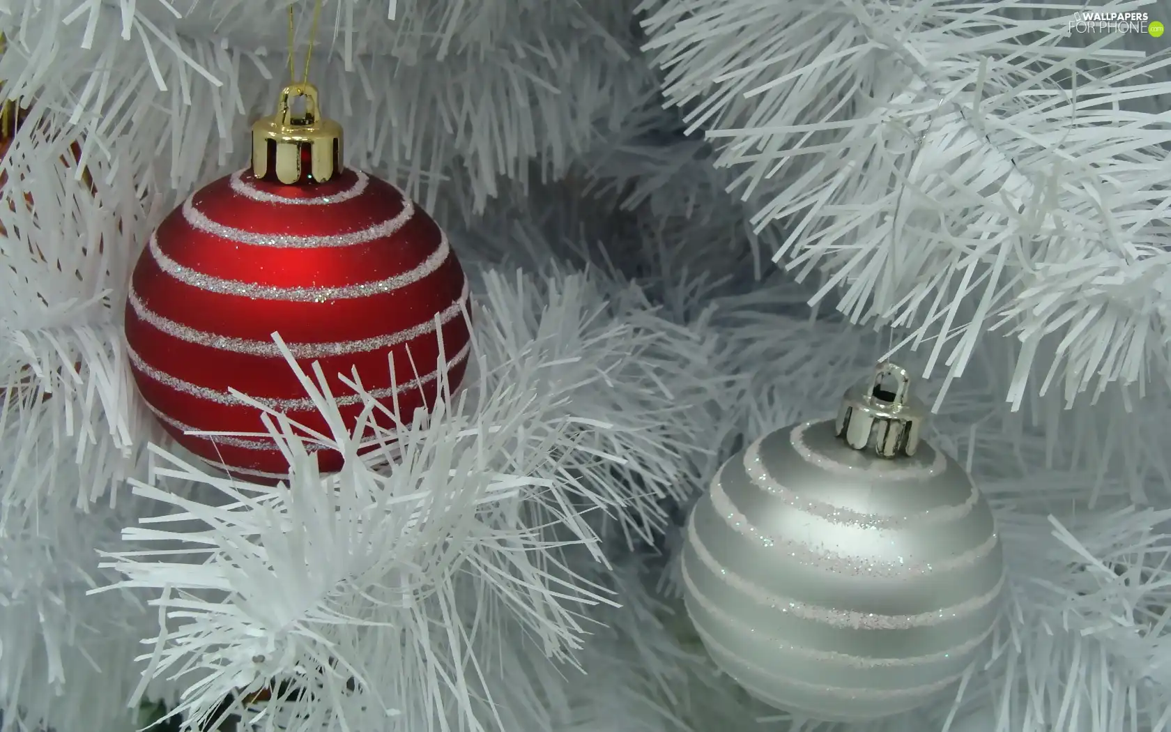 White, Christmas, baubles, Twigs